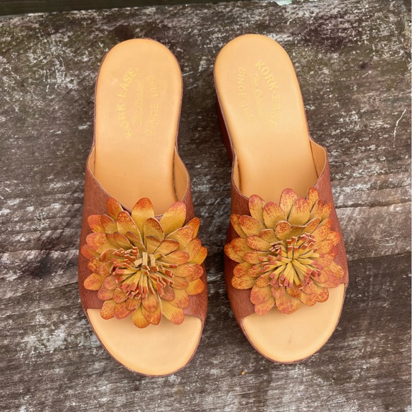 Korkease Noellie Leather Platform Flower Slide Wedge - Picture 2 of 13